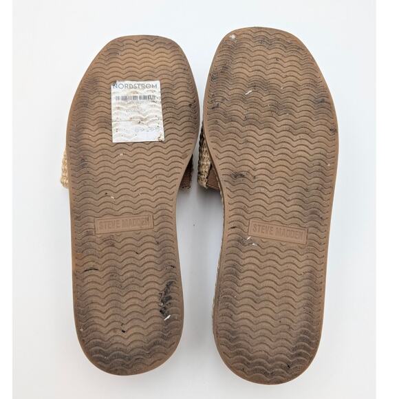Steve Madden Boardwalk Espadrille Slide Sandals Natural Raffia Size US7.5M EU38 - Picture 7 of 9